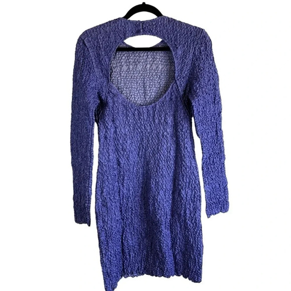 SAMSOE SAMSOE Bianca long sleeve crinkle keyhole mini dress periwinkle Large - Picture 10 of 10